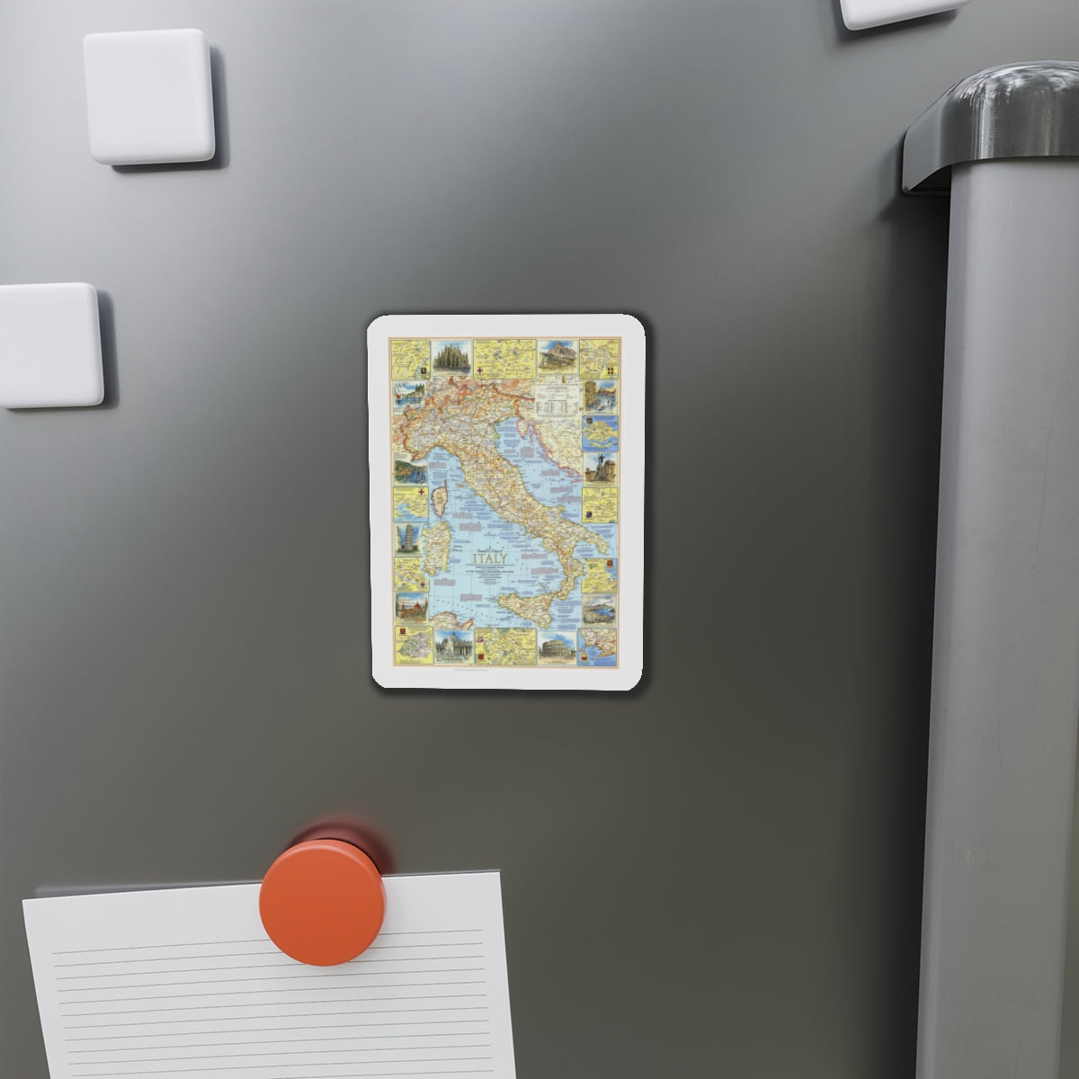 Italy - A Traveller's Map 1 (1970) (Map) Refrigerator Magnet-The Sticker Space