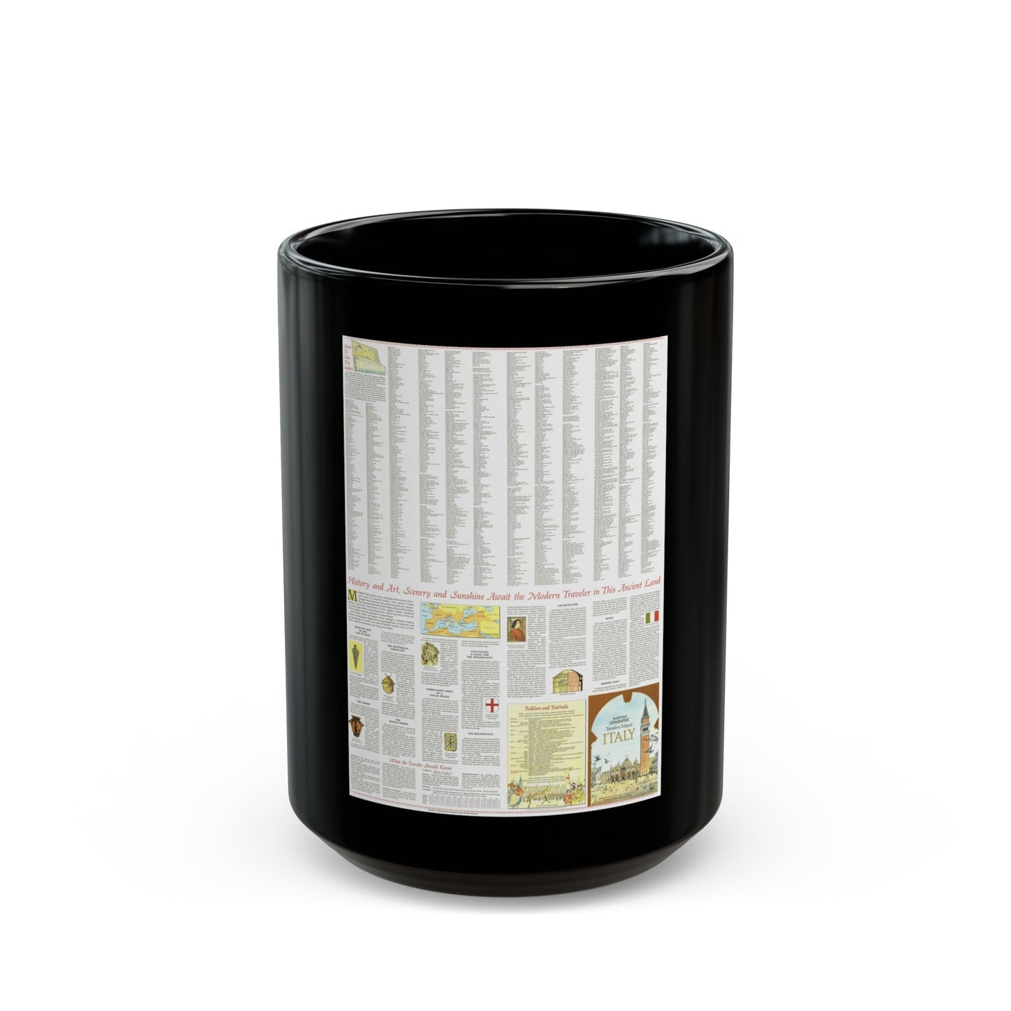 Italy - A Traveller's Map 2 (1970) (Map) Black Coffee Mug-15oz-The Sticker Space