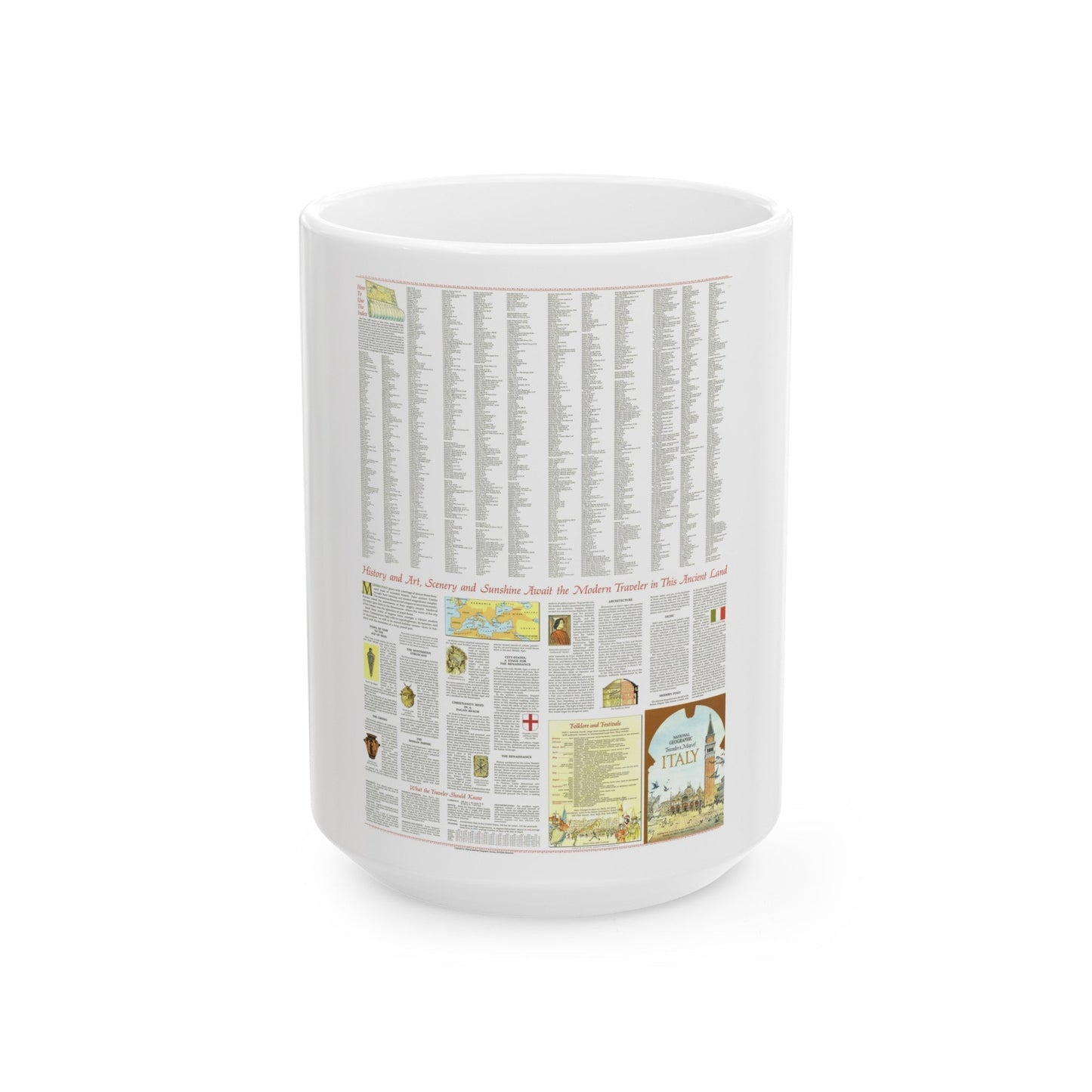 Italy - A Traveller's Map 2 (1970) (Map) White Coffee Mug-15oz-The Sticker Space