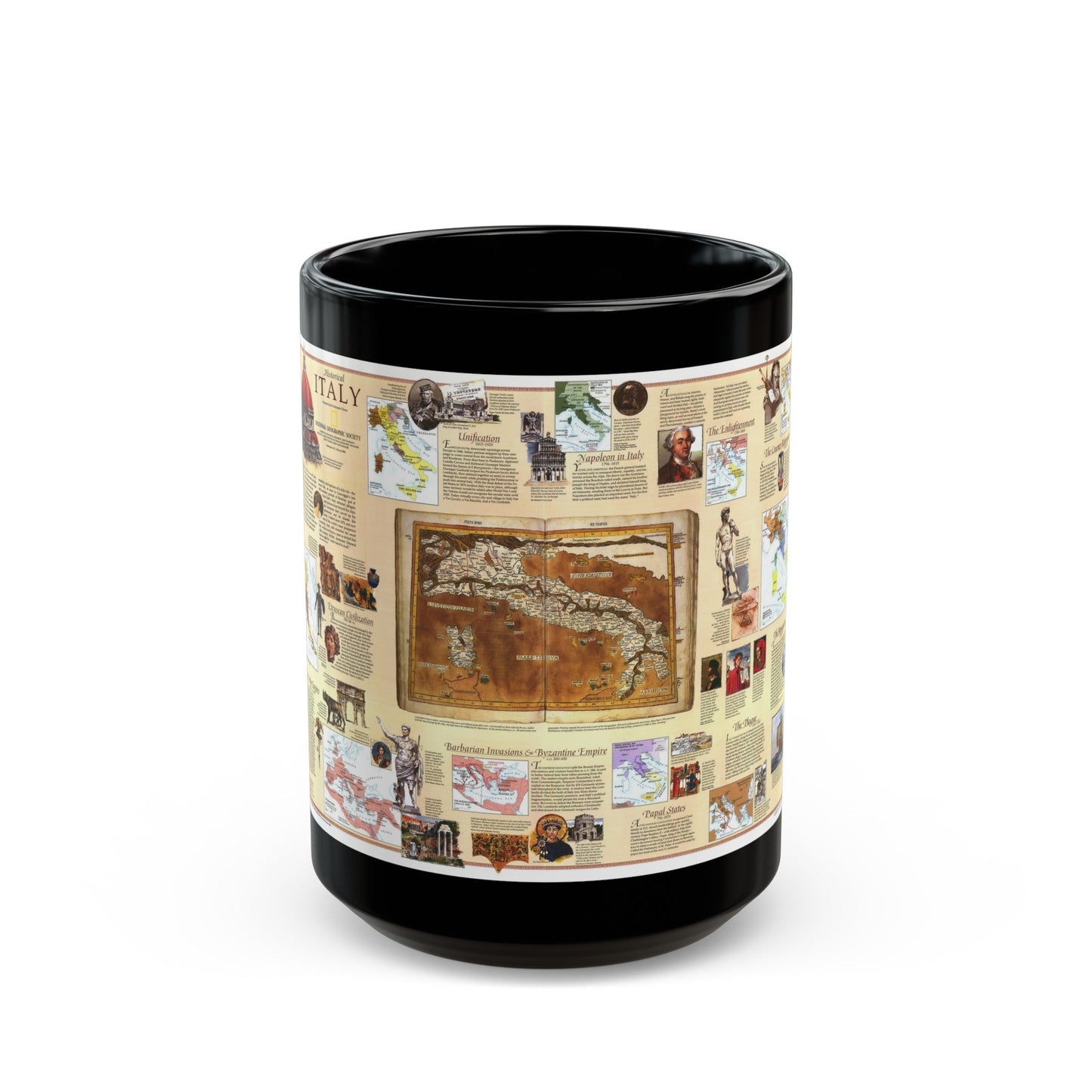 Italy - Historical (1995) (Map) Black Coffee Mug-15oz-The Sticker Space