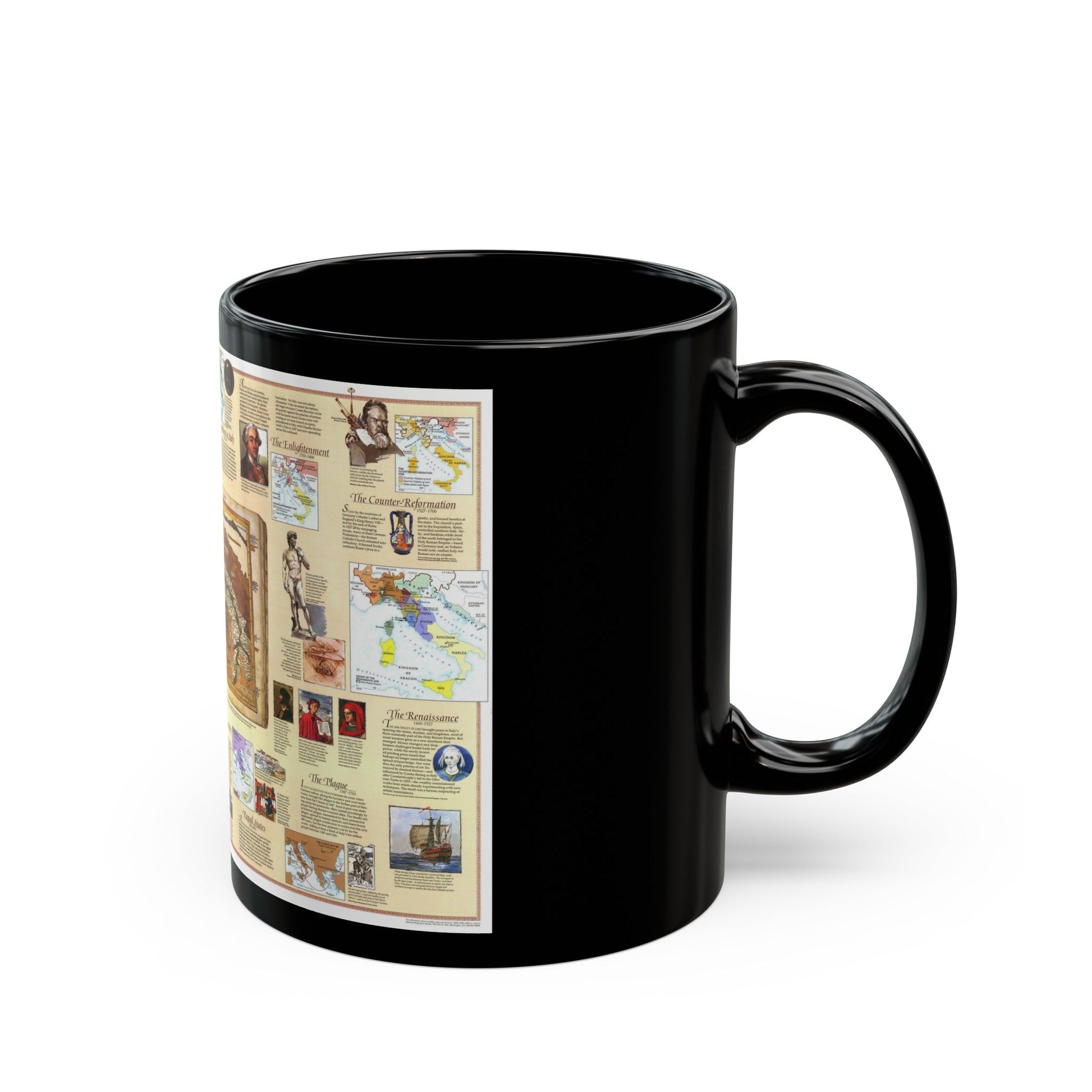 Italy - Historical (1995) (Map) Black Coffee Mug-The Sticker Space