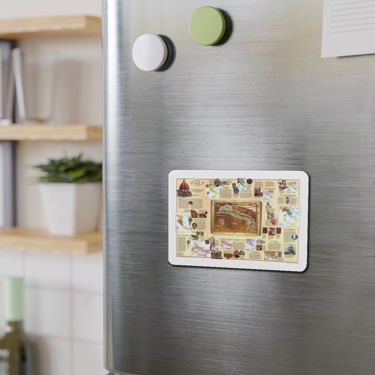 Italy - Historical (1995) (Map) Refrigerator Magnet-The Sticker Space