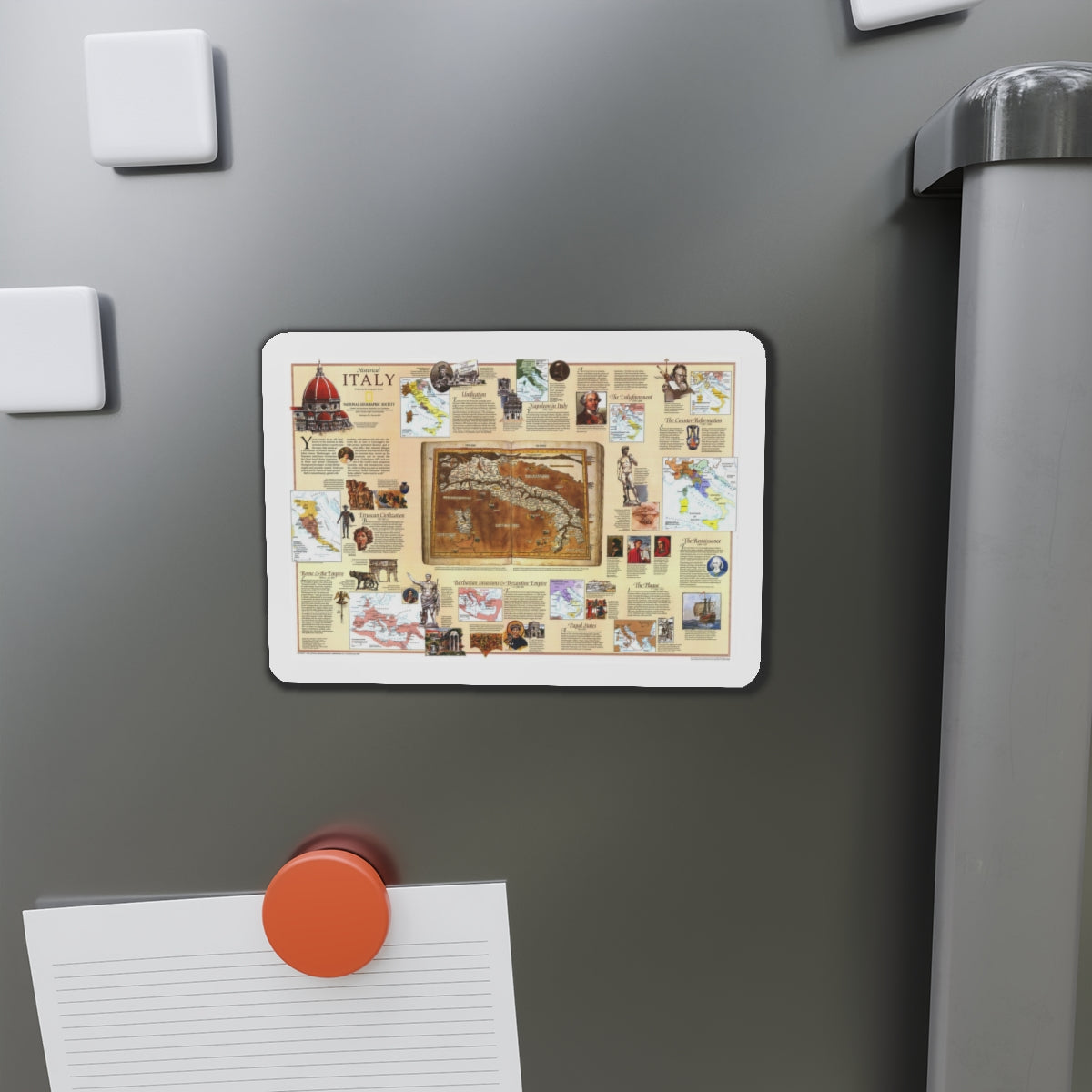 Italy - Historical (1995) (Map) Refrigerator Magnet-The Sticker Space