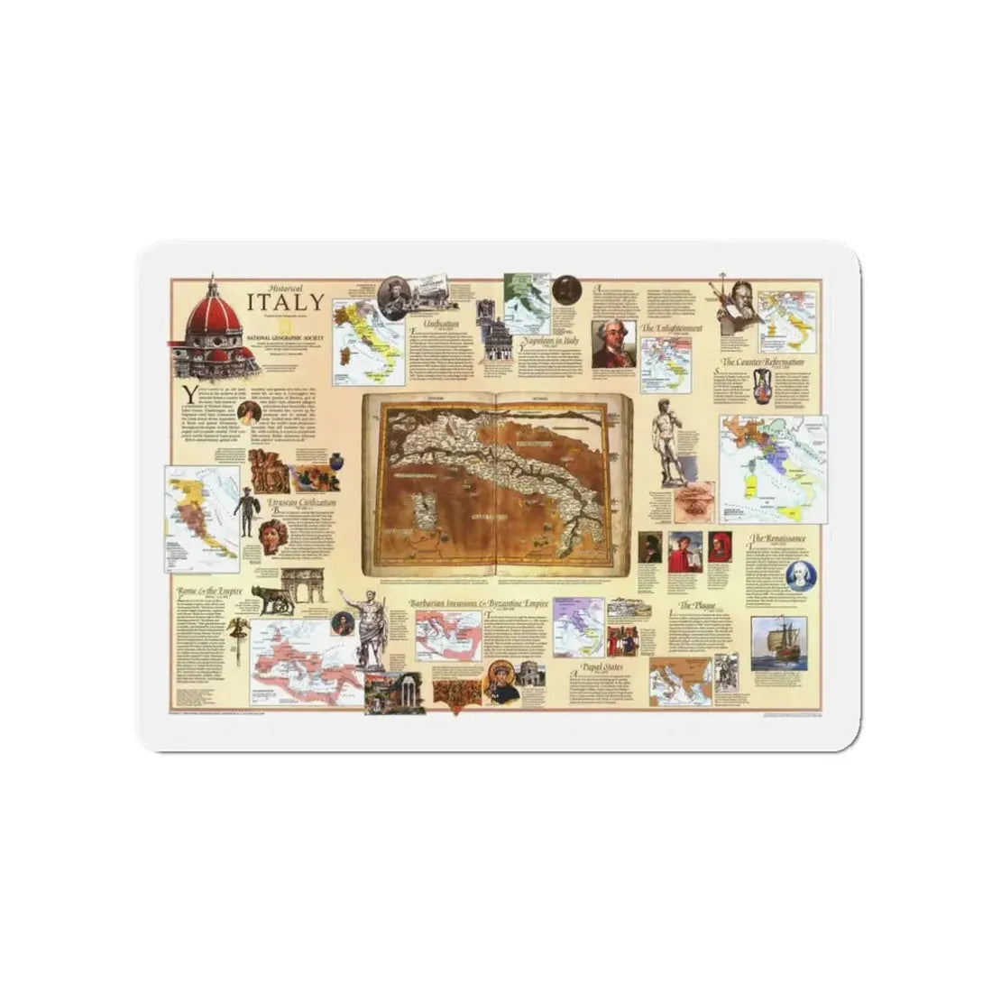 Italy - Historical (1995) (Map) Refrigerator Magnet - The Sticker Space