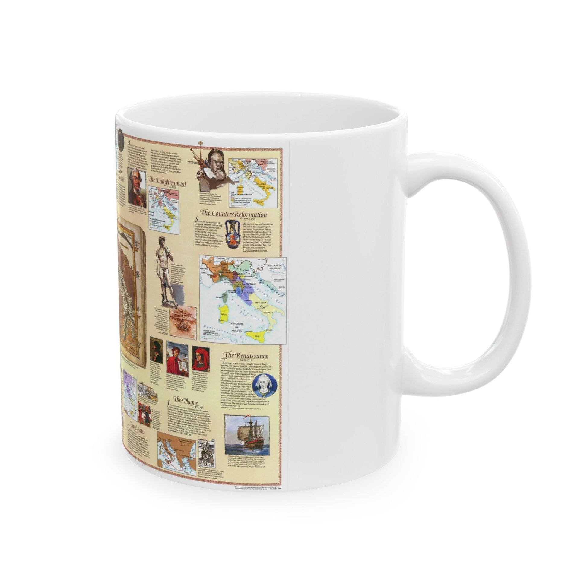 Italy - Historical (1995) (Map) White Coffee Mug-The Sticker Space