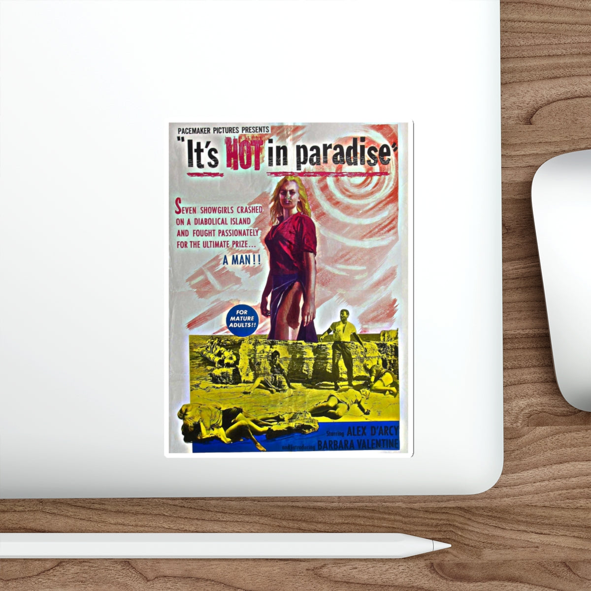 IT'S HOT IN PARADISE (HORRORS OF SPIDER ISLAND) 1960 Movie Poster STICKER Vinyl Die-Cut Decal-The Sticker Space