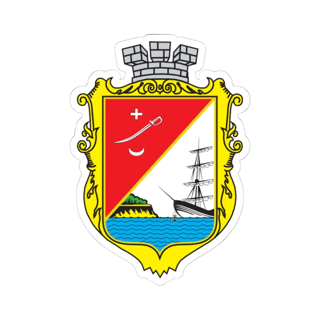 Izmayil COA 2016 (Ukraine) (Coat of Arms) STICKER Vinyl Kiss-Cut Decal 6 Inch White - The Sticker Space