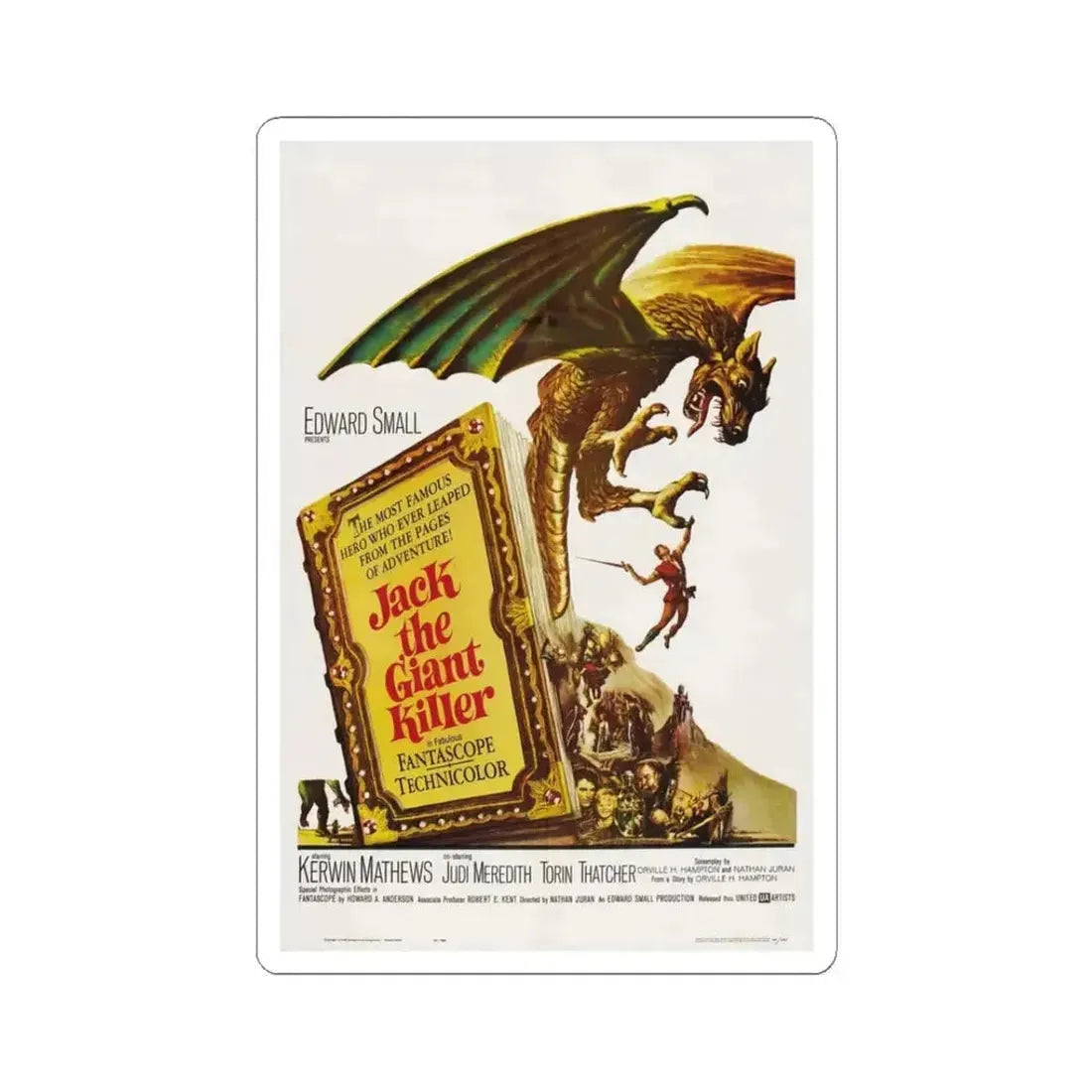 JACK THE GIANT KILLER 1962 Movie Poster - STICKER Vinyl Kiss-Cut Decal 3 Inch White - The Sticker Space