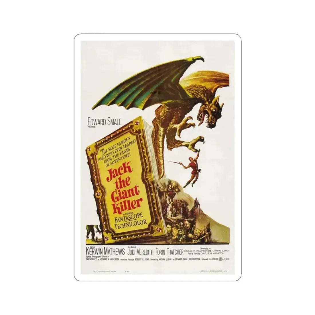 JACK THE GIANT KILLER 1962 Movie Poster - STICKER Vinyl Kiss-Cut Decal 4 Inch White - The Sticker Space