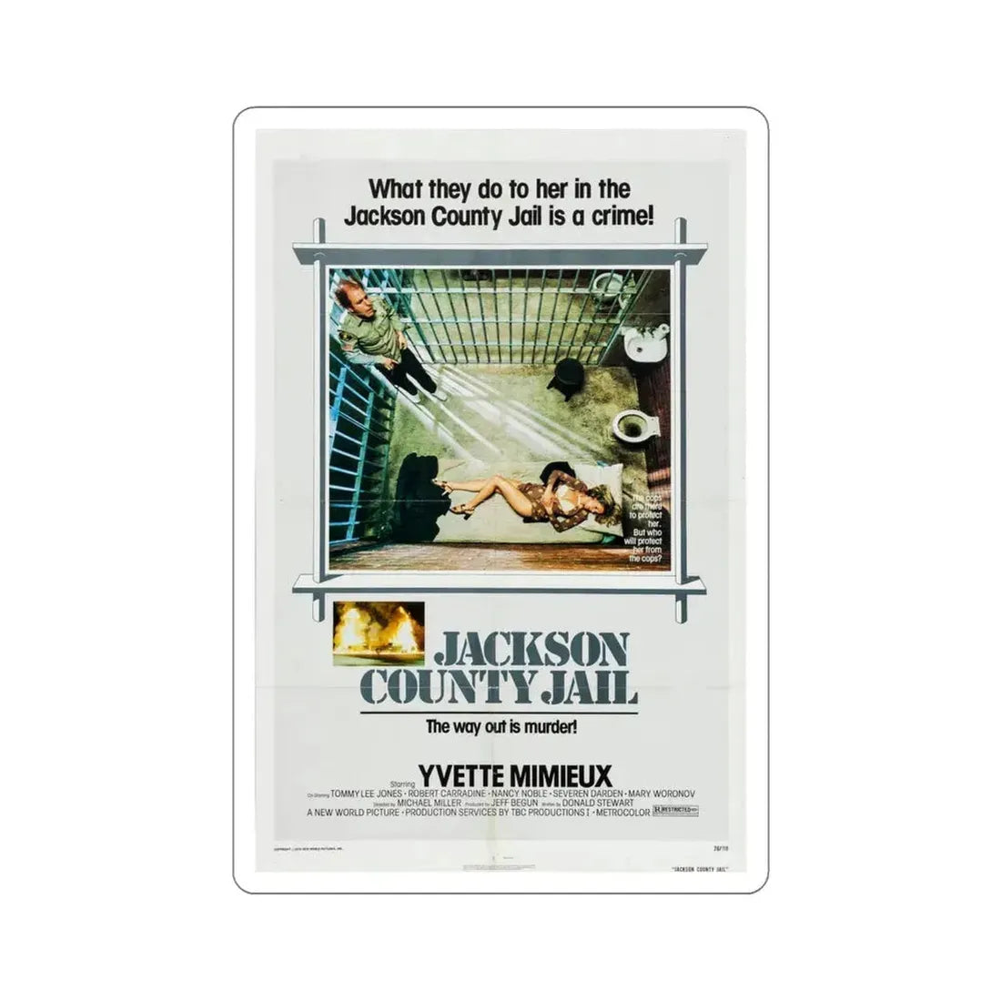 Jackson County Jail 1976 2 Movie Poster STICKER Vinyl Die-Cut Decal 4 Inch - The Sticker Space
