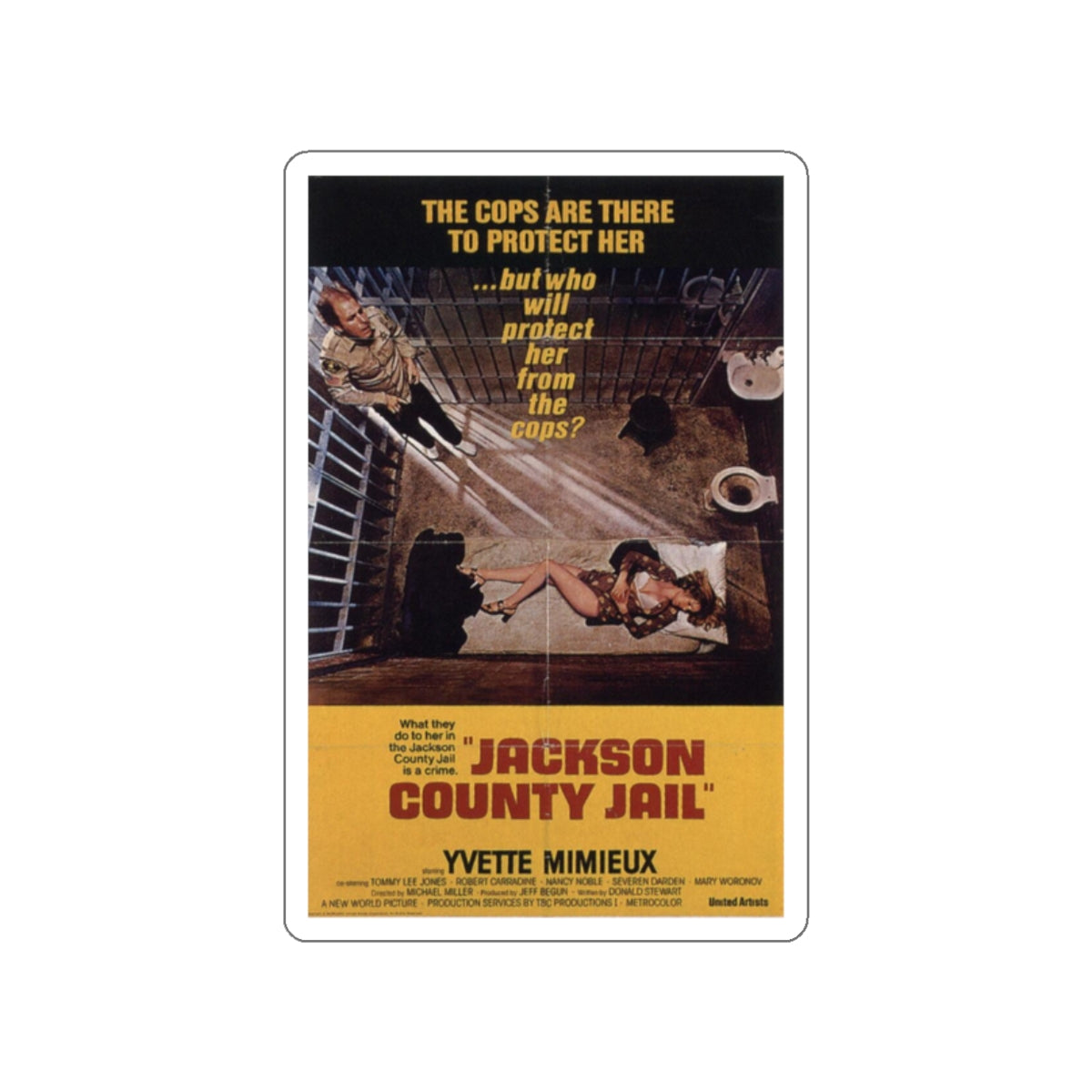 JACKSON COUNTY JAIL 1976 Movie Poster STICKER Vinyl Die-Cut Decal-2 Inch-The Sticker Space