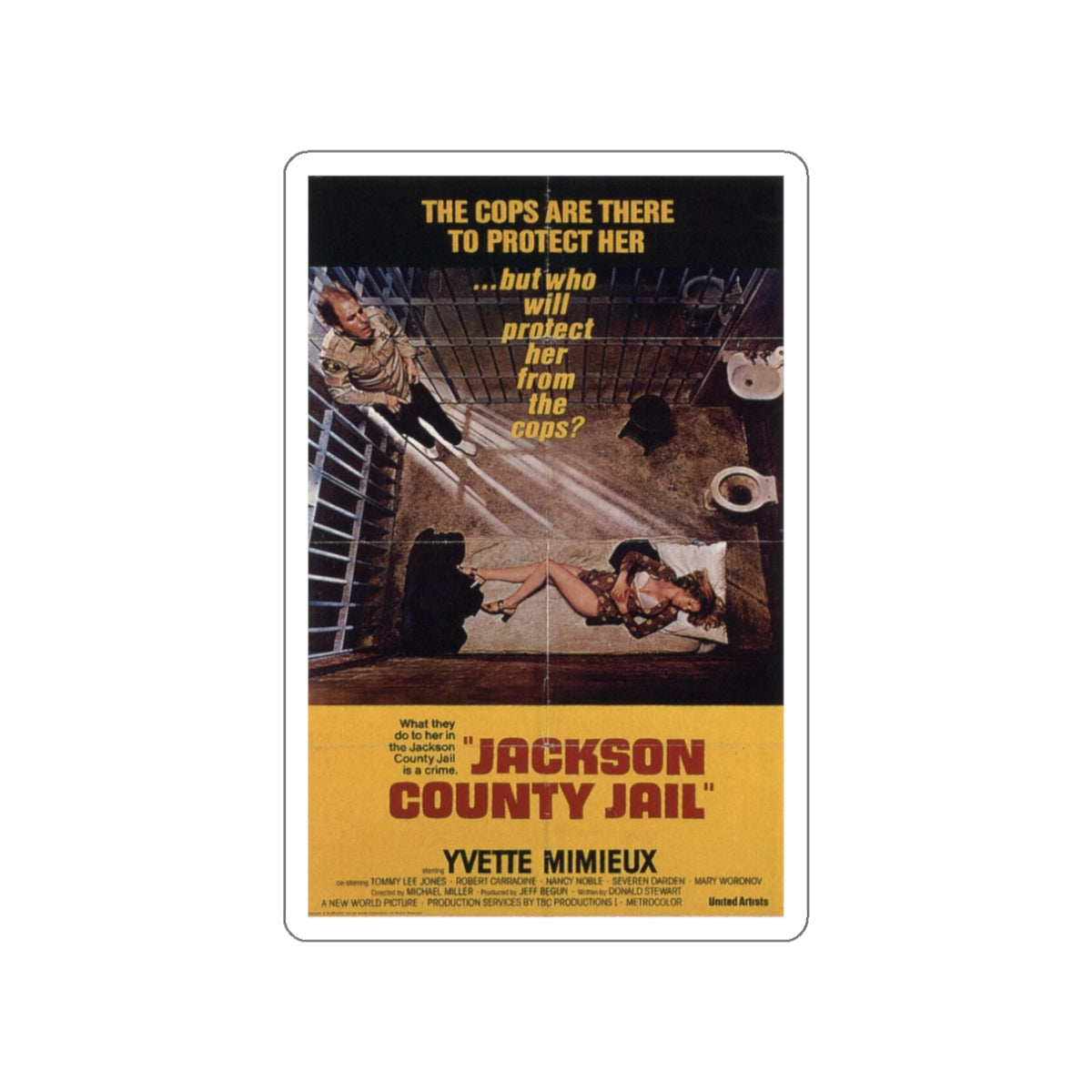 JACKSON COUNTY JAIL 1976 Movie Poster STICKER Vinyl Die-Cut Decal-3 Inch-The Sticker Space