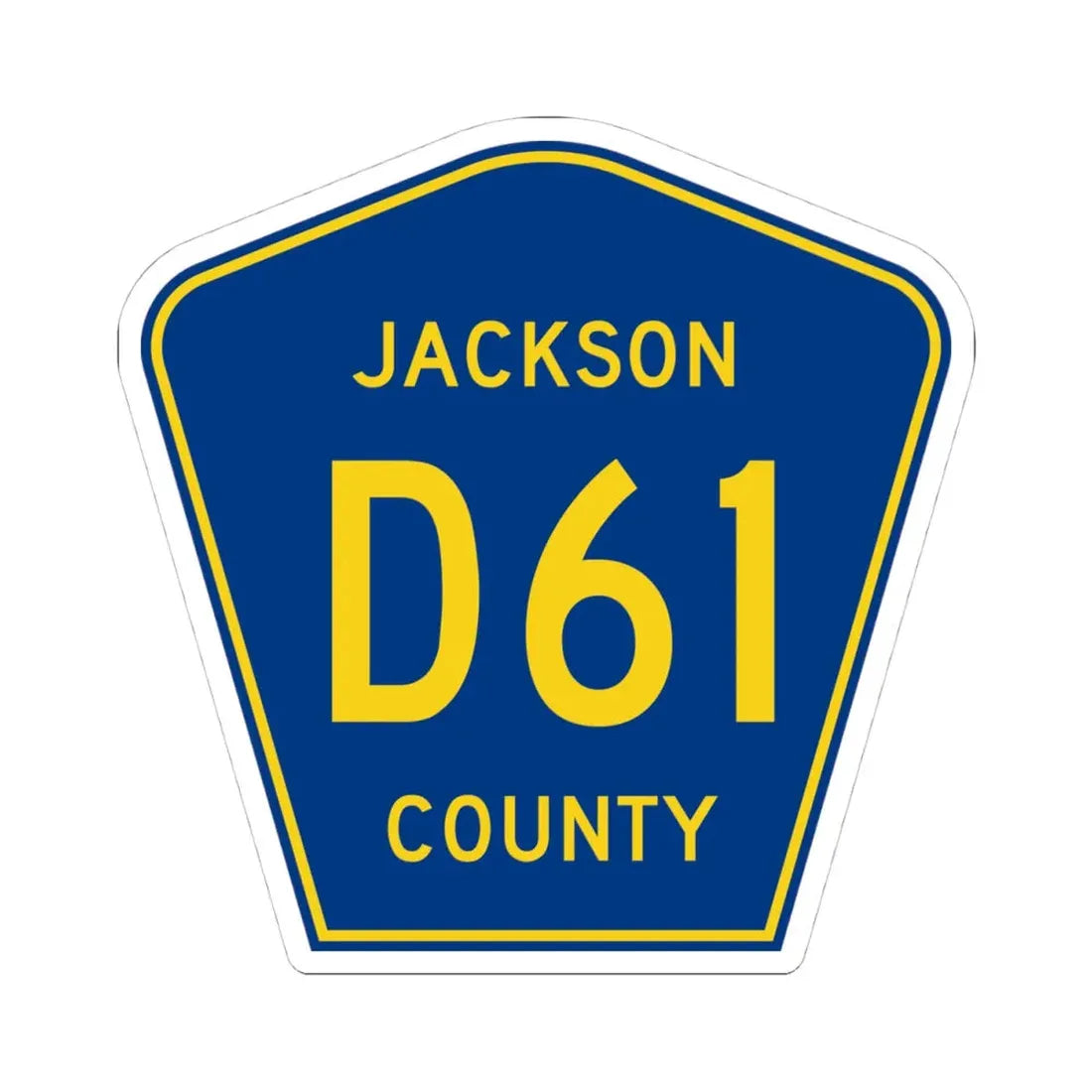 Jackson County Route D61 IA (Iowa) (Road Sign) STICKER Vinyl Kiss-Cut Decal 4 Inch White - The Sticker Space