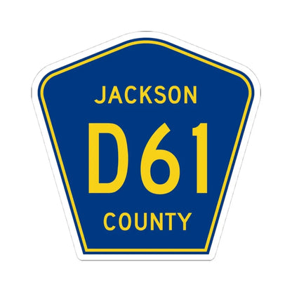 Jackson County Route D61 IA (Iowa) (Road Sign) STICKER Vinyl Kiss-Cut Decal 4 Inch White - The Sticker Space