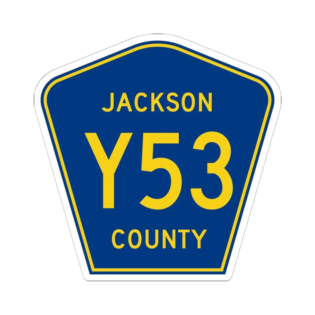 Jackson County Route Y53 IA (Iowa) (Road Sign) STICKER Vinyl Kiss-Cut Decal 6 Inch White - The Sticker Space