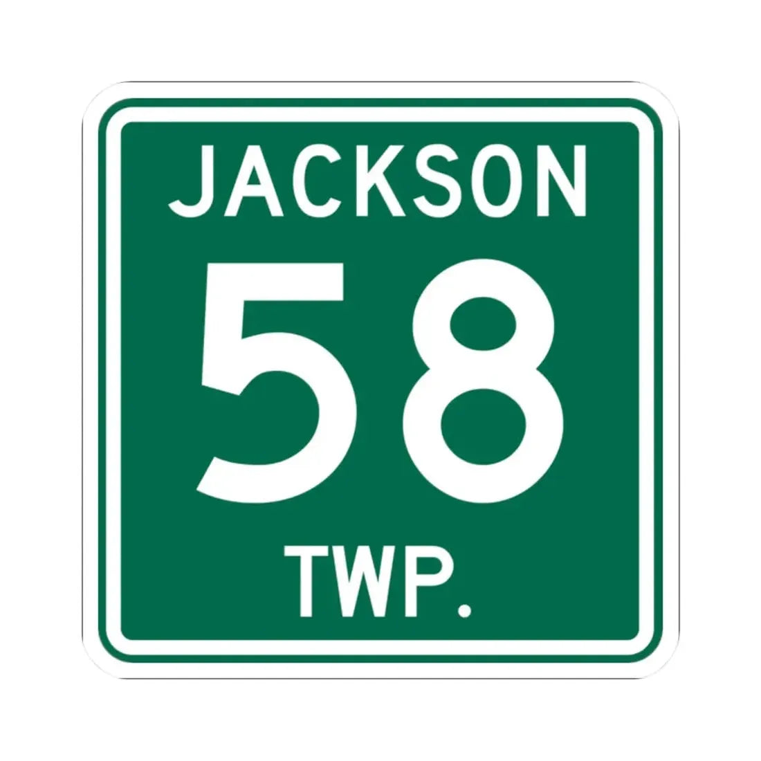 Jackson Township Route 58 Coshocton County Ohio (Ohio) (Road Sign) STICKER Vinyl Kiss-Cut Decal 2 Inch White - The Sticker Space