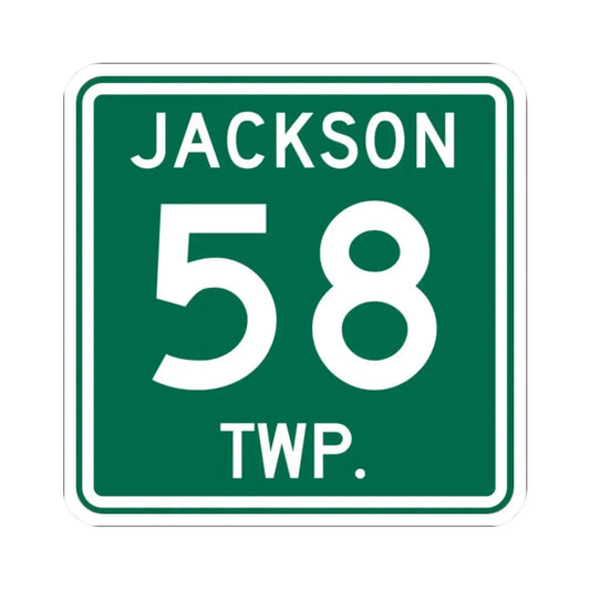 Jackson Township Route 58 Coshocton County Ohio (Ohio) (Road Sign) STICKER Vinyl Kiss-Cut Decal 2 Inch White - The Sticker Space
