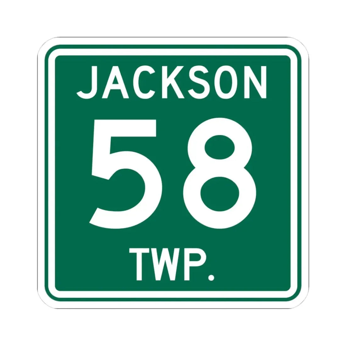 Jackson Township Route 58 Coshocton County Ohio (Ohio) (Road Sign) STICKER Vinyl Kiss-Cut Decal 3 Inch White - The Sticker Space