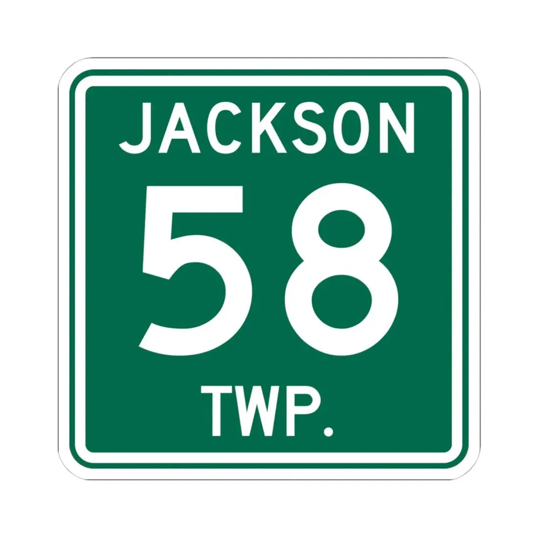 Jackson Township Route 58 Coshocton County Ohio (Ohio) (Road Sign) STICKER Vinyl Kiss-Cut Decal 4 Inch White - The Sticker Space