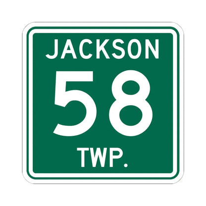 Jackson Township Route 58 Coshocton County Ohio (Ohio) (Road Sign) STICKER Vinyl Kiss-Cut Decal 6 Inch White - The Sticker Space