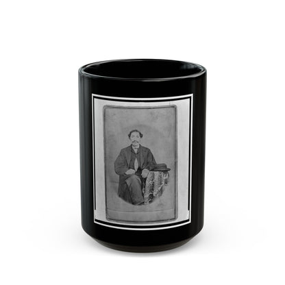 Jacob Labinsky (Lawinsky, Levinsky), Union Private In The 32nd Indiana Regiment, Full-Length Portrait, Seated, Facing Front (U.S. Civil War) Black Coffee Mug-15oz-The Sticker Space