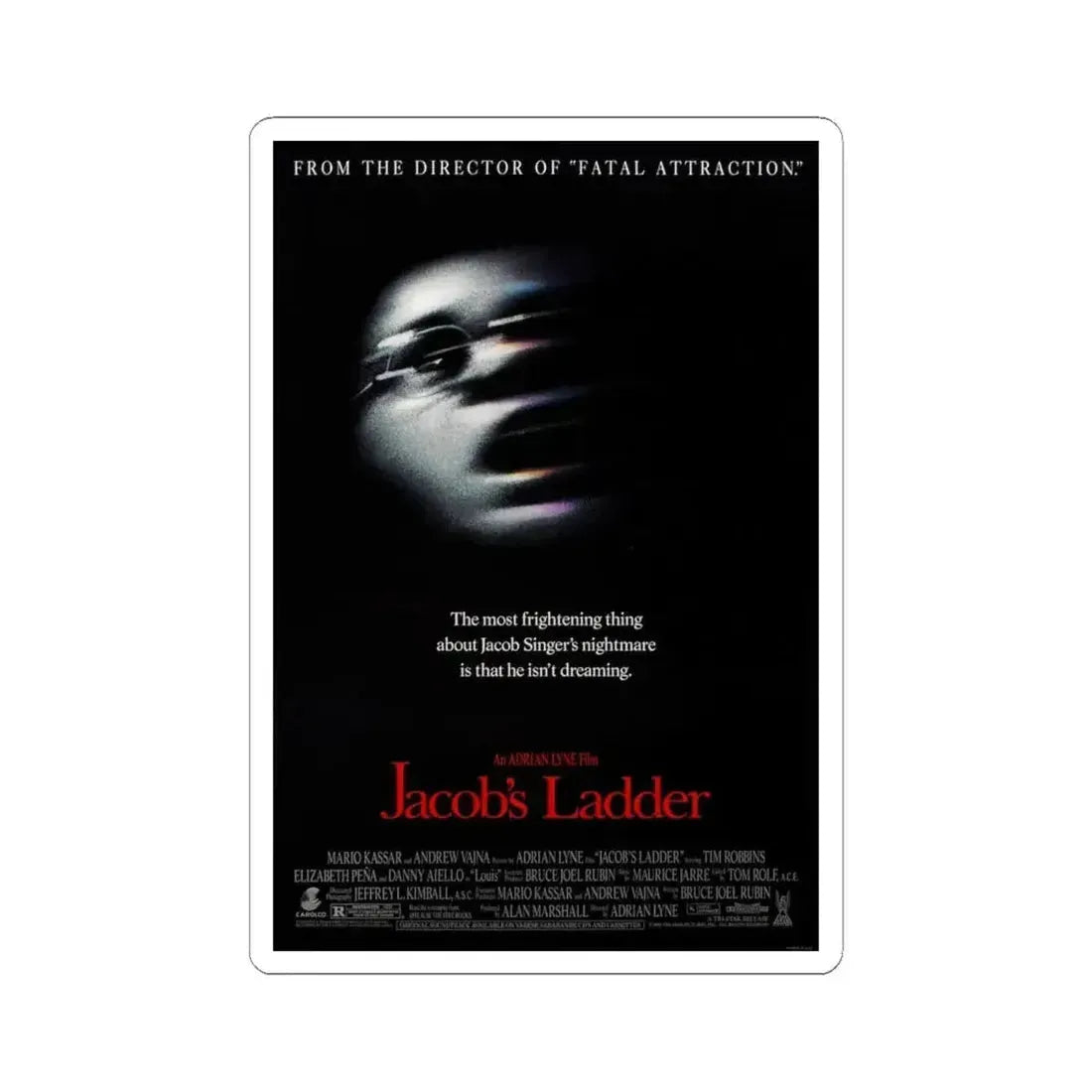 Jacobs Ladder 1990 Movie Poster - STICKER Vinyl Kiss-Cut Decal 6 Inch White - The Sticker Space