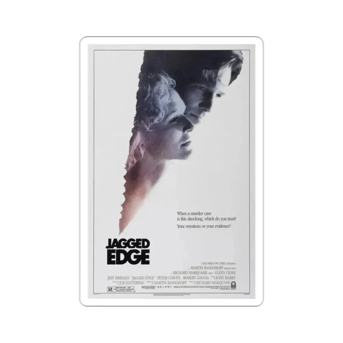 Jagged Edge 1985 Movie Poster STICKER Vinyl Die-Cut Decal 2 Inch - The Sticker Space