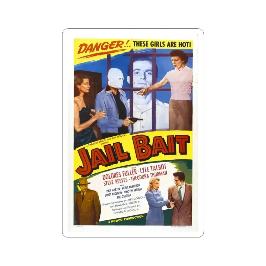 JAIL BAIT 1954 Movie Poster - STICKER Vinyl Kiss-Cut Decal 3 Inch White - The Sticker Space