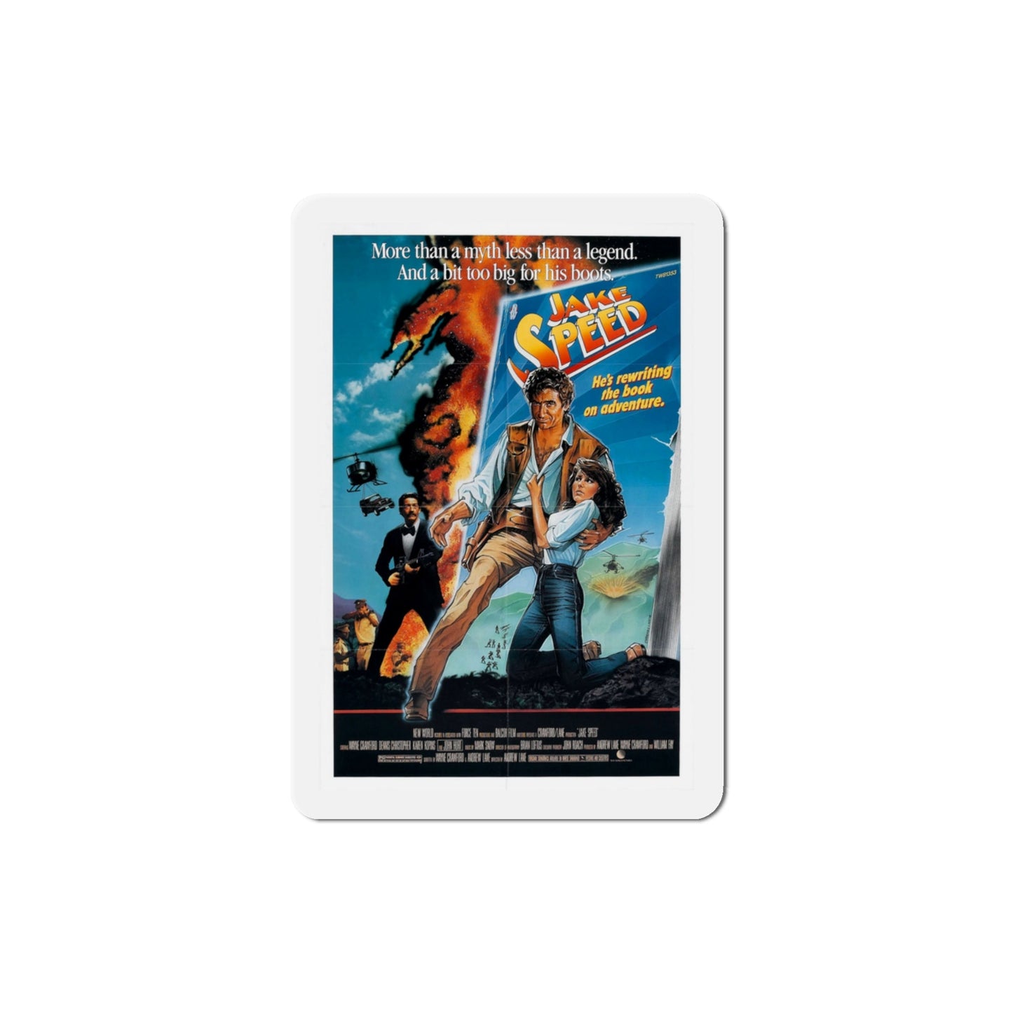 Jake Speed 1986 Movie Poster Die-Cut Magnet-3" x 3"-The Sticker Space