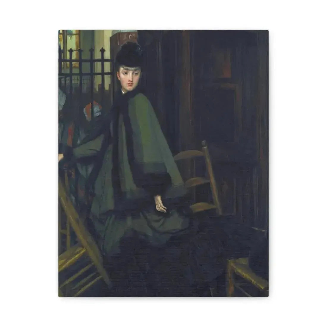 James-Jacques-Joseph Tissot (1836-1902) Dans L'Eglise (In Church) - Canvas Wall Art 11″ x 14″ 1.25" - The Sticker Space