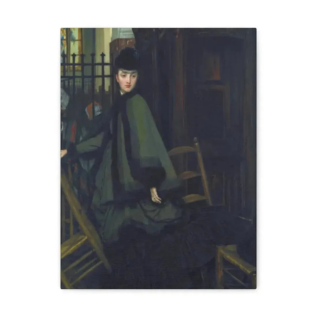 James-Jacques-Joseph Tissot (1836-1902) Dans L'Eglise (In Church) - Canvas Wall Art 12″ x 16″ 1.25" - The Sticker Space