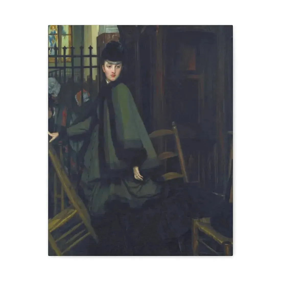 James-Jacques-Joseph Tissot (1836-1902) Dans L'Eglise (In Church) - Canvas Wall Art 16″ x 20″ 1.25" - The Sticker Space