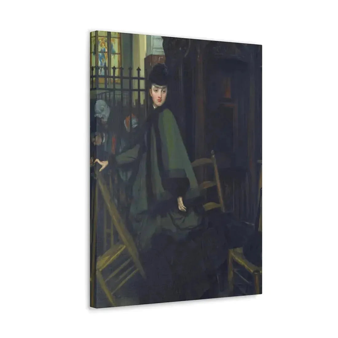 James-Jacques-Joseph Tissot (1836-1902) Dans L'Eglise (In Church) - Canvas Wall Art - The Sticker Space