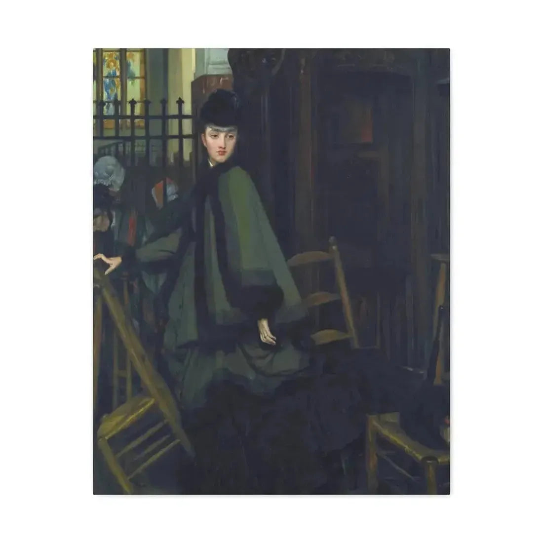 James-Jacques-Joseph Tissot (1836-1902) Dans L'Eglise (In Church) - Canvas Wall Art - The Sticker Space