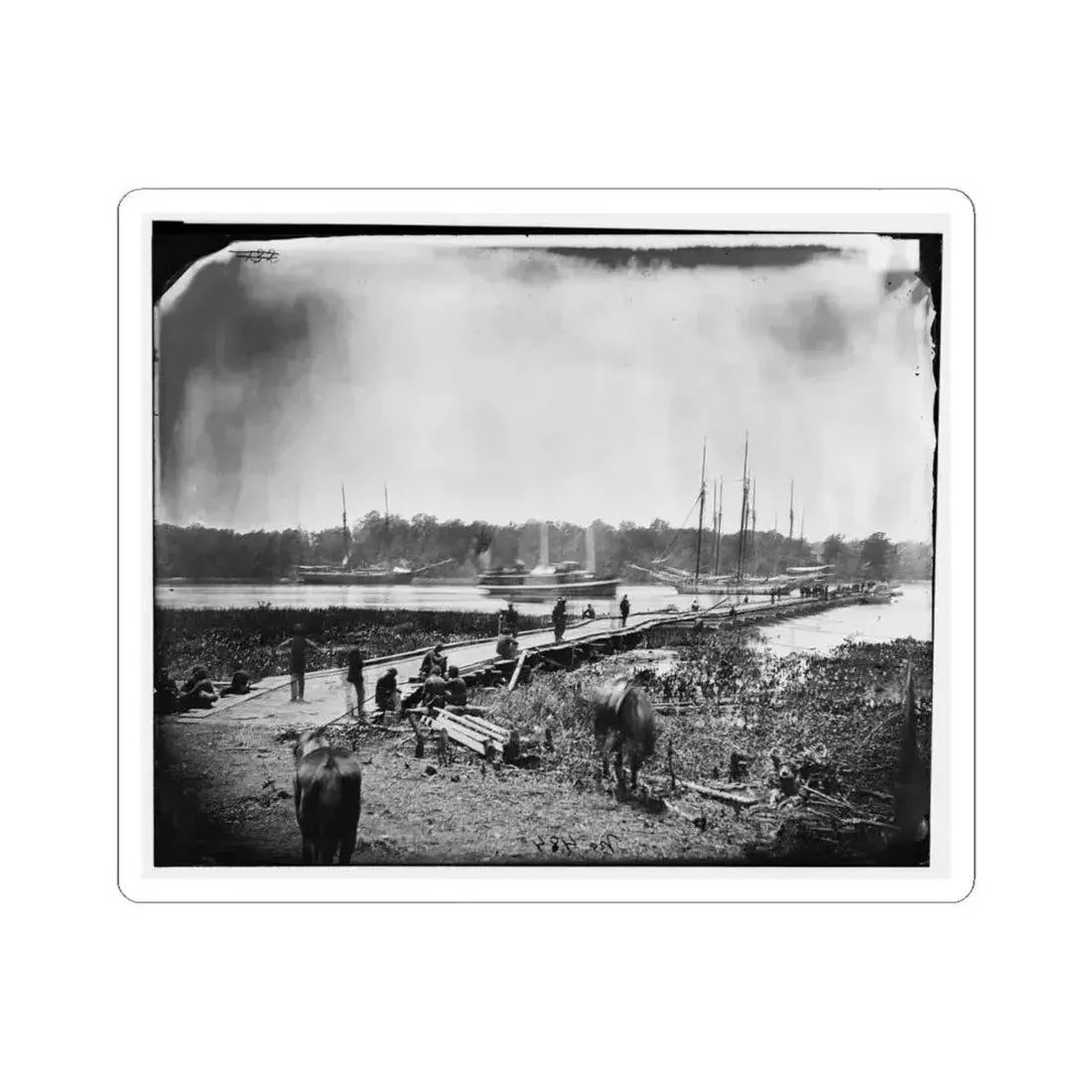 James River, Va. Pontoon Bridge (U.S. Civil War) STICKER Vinyl Kiss-Cut Decal 6 Inch White - The Sticker Space