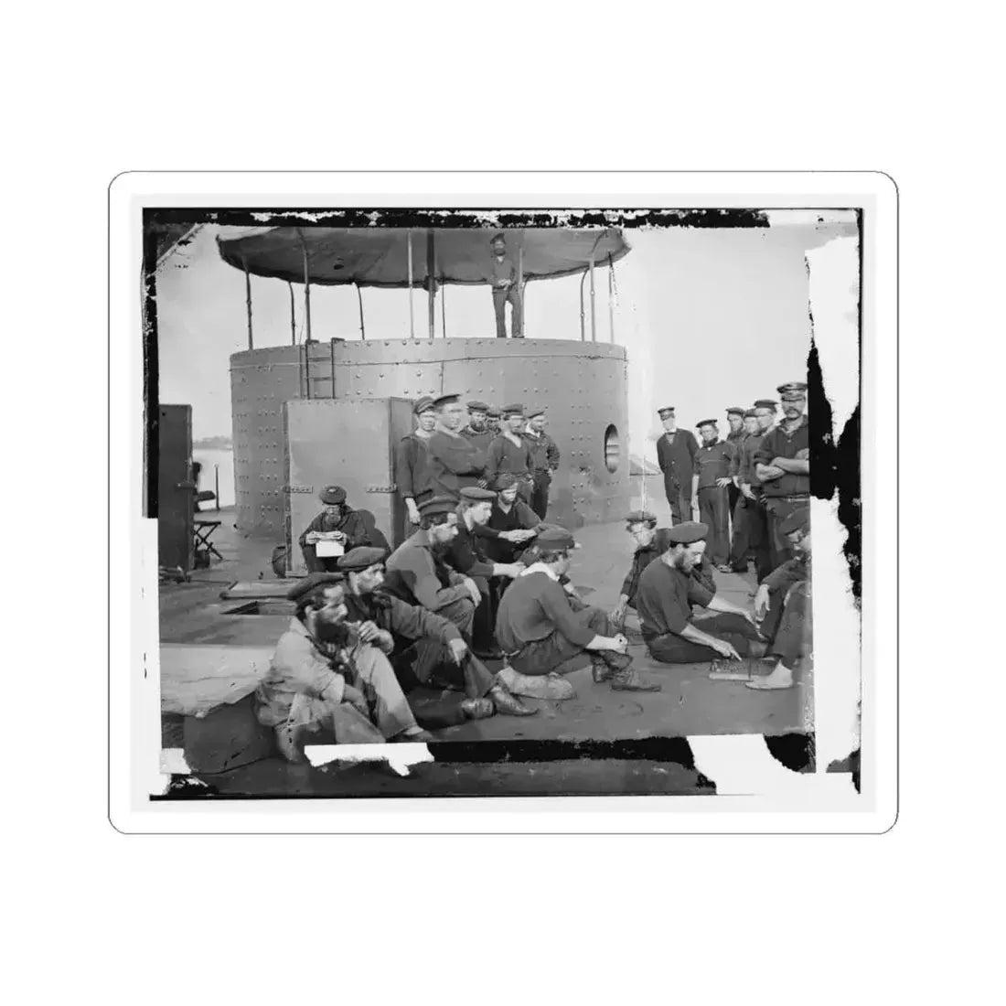James River, Va. Sailors Relaxing on Deck of U.S.S. Monitor (U.S. Civil War) STICKER Vinyl Kiss-Cut Decal 6 Inch White - The Sticker Space