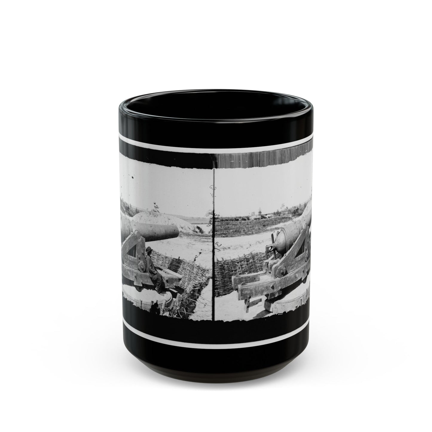 James River, Va. Another Confederate Gun Emplacement At Howlett House, Trent's Reach 001 (U.S. Civil War) Black Coffee Mug-15oz-The Sticker Space