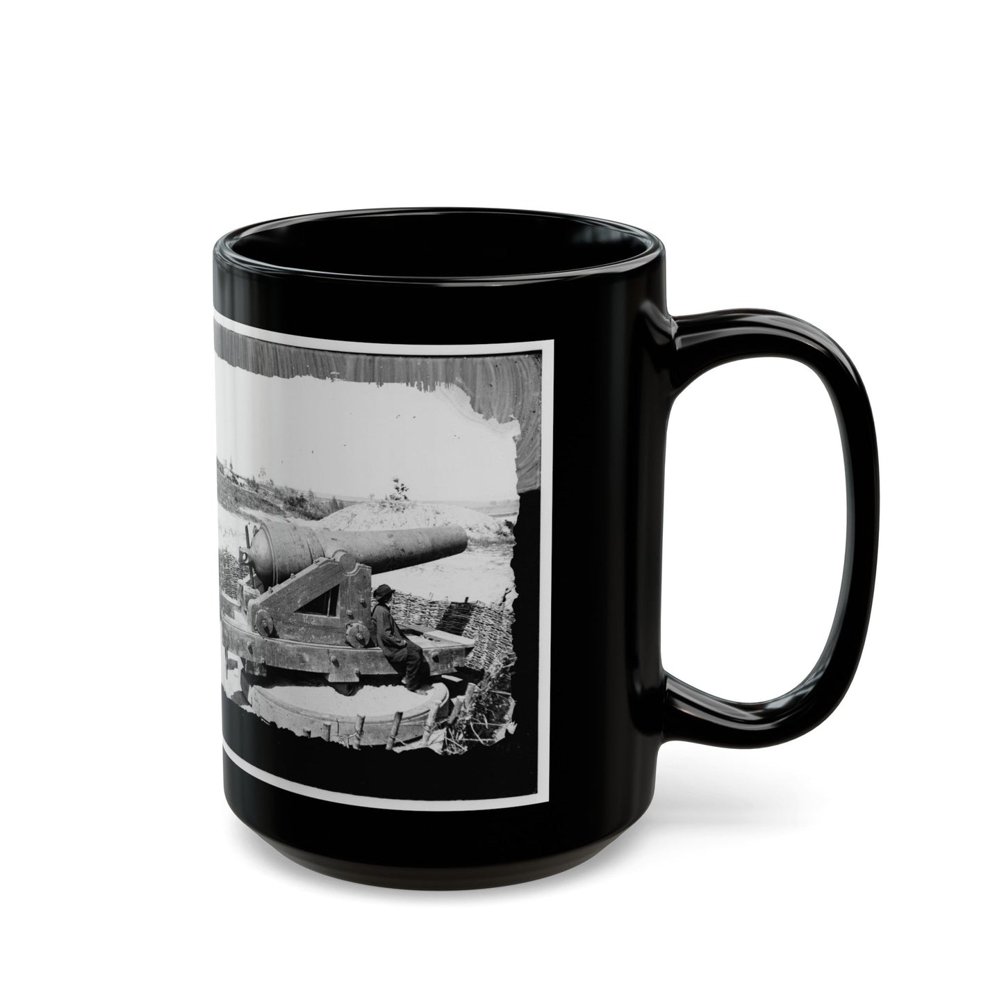 James River, Va. Another Confederate Gun Emplacement At Howlett House, Trent's Reach 001 (U.S. Civil War) Black Coffee Mug-The Sticker Space