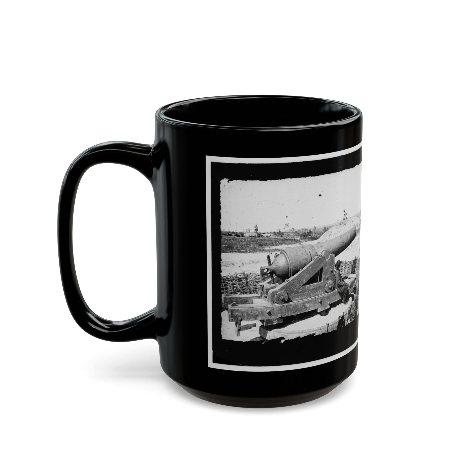 James River, Va. Another Confederate Gun Emplacement At Howlett House, Trent's Reach 001 (U.S. Civil War) Black Coffee Mug-The Sticker Space