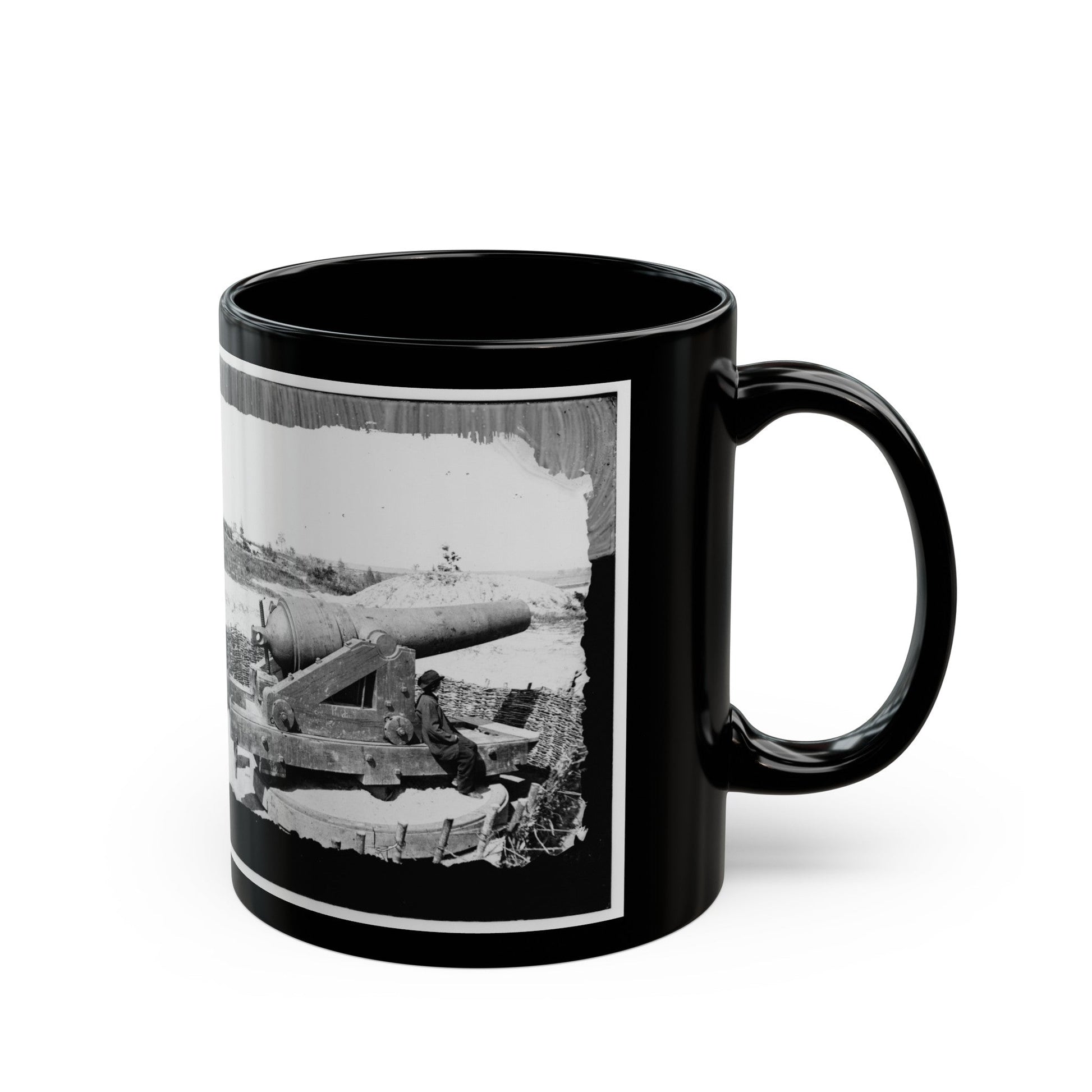 James River, Va. Another Confederate Gun Emplacement At Howlett House, Trent's Reach 001 (U.S. Civil War) Black Coffee Mug-The Sticker Space