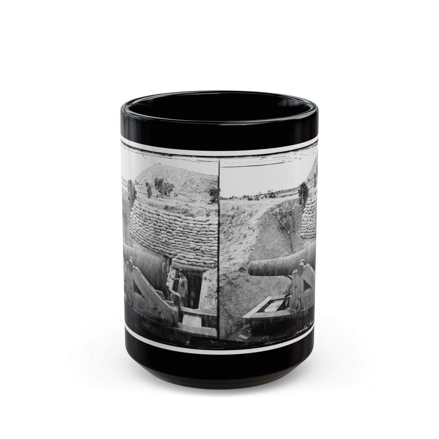 James River, Va. Another Confederate Gun Emplacement At Howlett House, Trent's Reach (U.S. Civil War) Black Coffee Mug-15oz-The Sticker Space