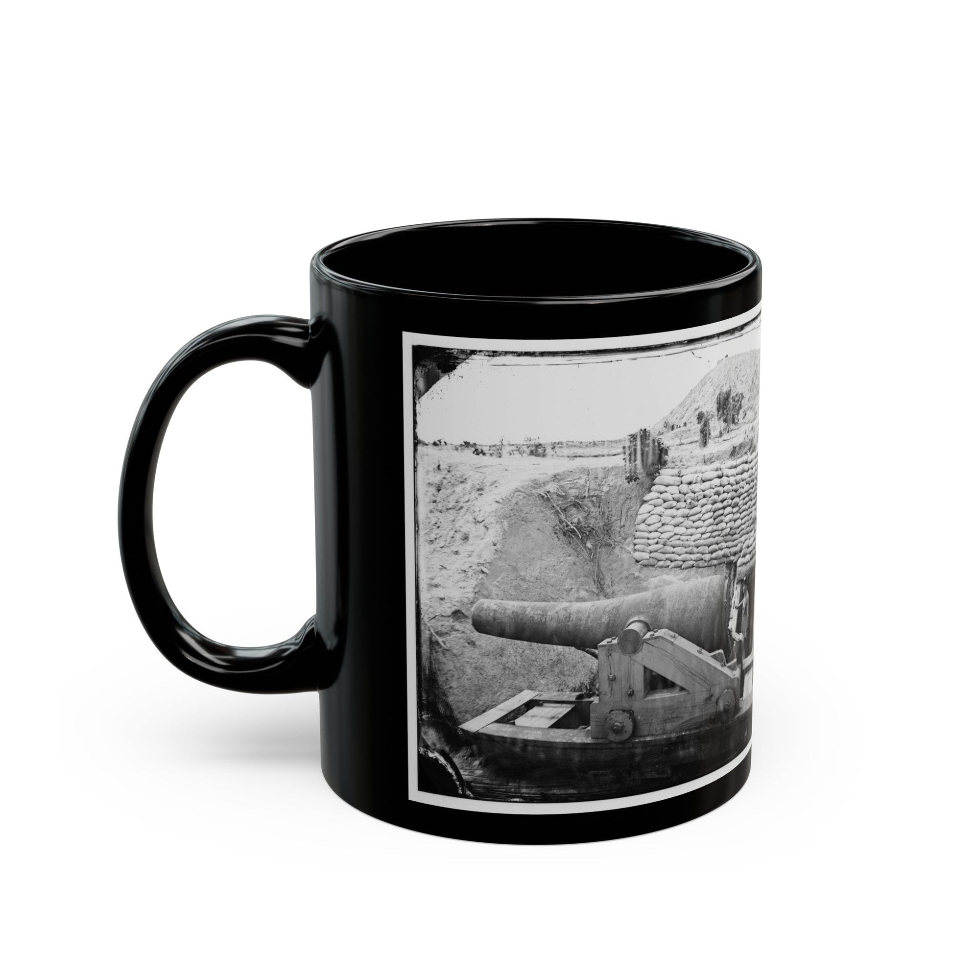 James River, Va. Another Confederate Gun Emplacement At Howlett House, Trent's Reach (U.S. Civil War) Black Coffee Mug-The Sticker Space