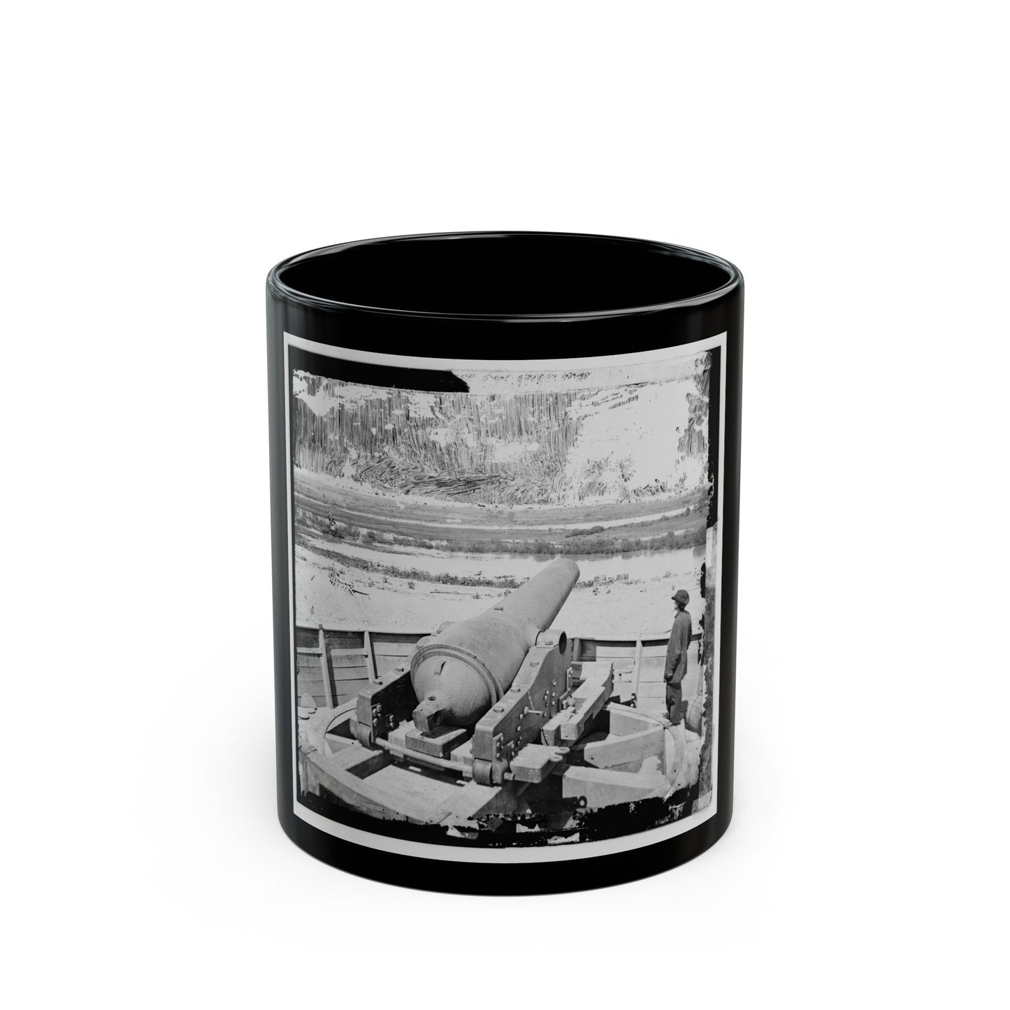 James River, Va. Confederate Gun Emplacement Above Dutch Gap (U.S. Civil War) Black Coffee Mug-11oz-The Sticker Space