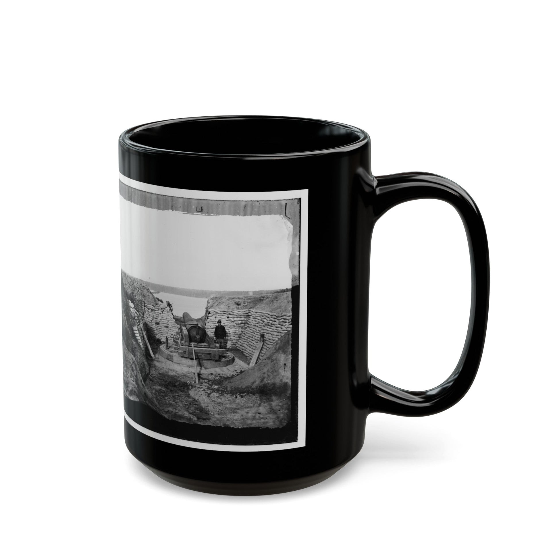 James River, Va. Confederate Gun Emplacement At Howlett House, Trent's Reach (U.S. Civil War) Black Coffee Mug-The Sticker Space