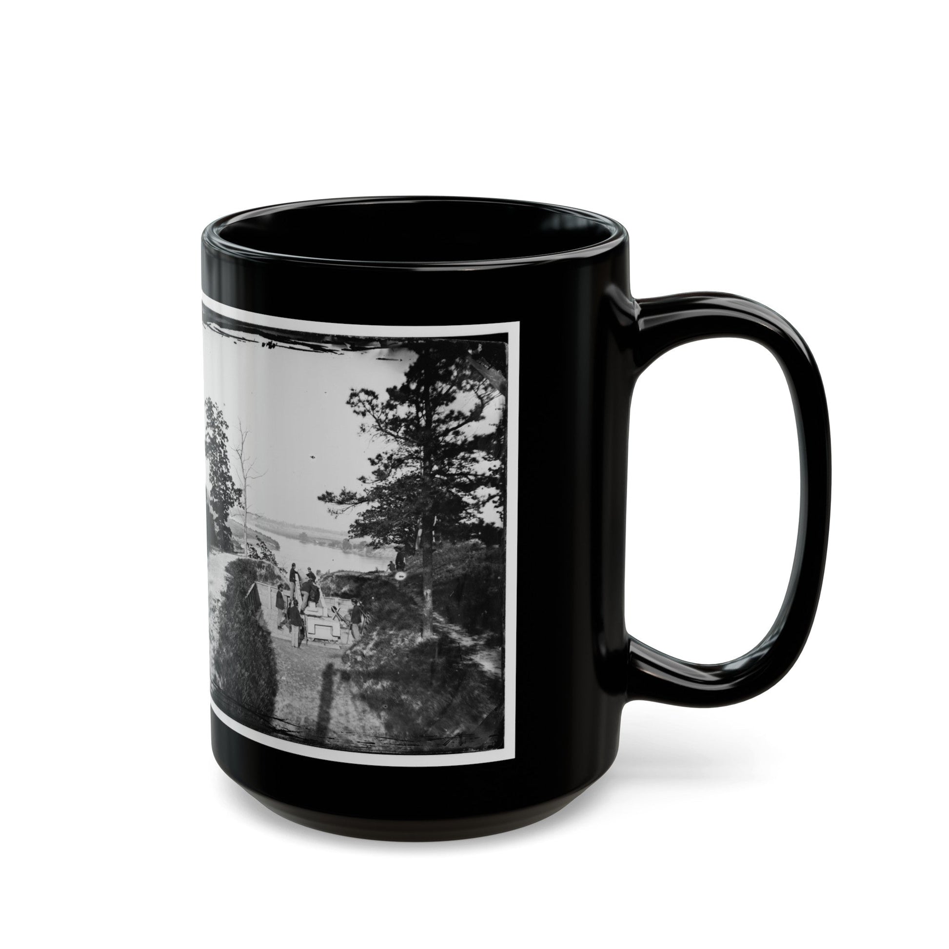 James River, Va. Confederate Gun In Battery Brooks (U.S. Civil War) Black Coffee Mug-The Sticker Space