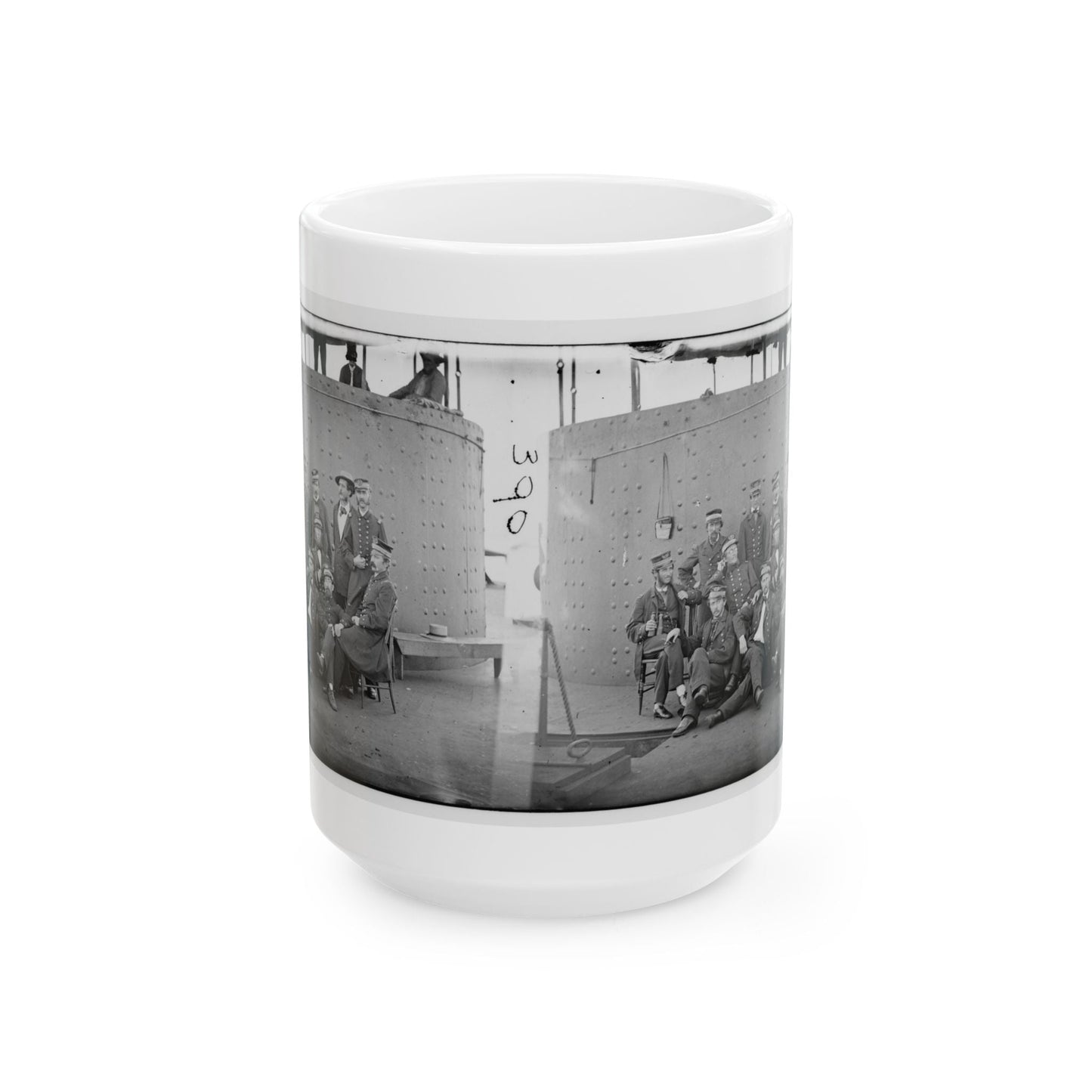 James River, Va. Officers Of The U.S.S. Monitor Grouped By The Turret (U.S. Civil War) White Coffee Mug