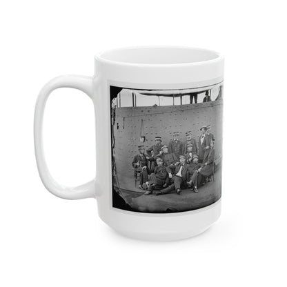 James River, Va. Officers Of The U.S.S. Monitor Grouped By The Turret (U.S. Civil War) White Coffee Mug