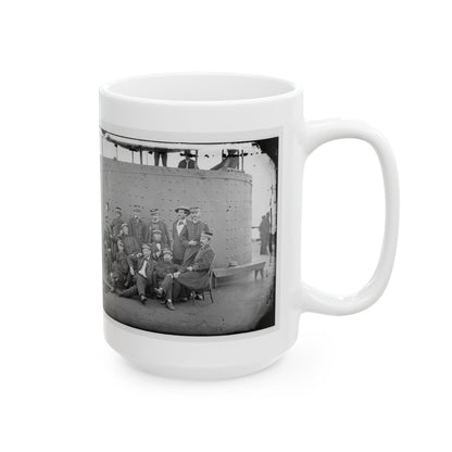 James River, Va. Officers Of The U.S.S. Monitor Grouped By The Turret (U.S. Civil War) White Coffee Mug