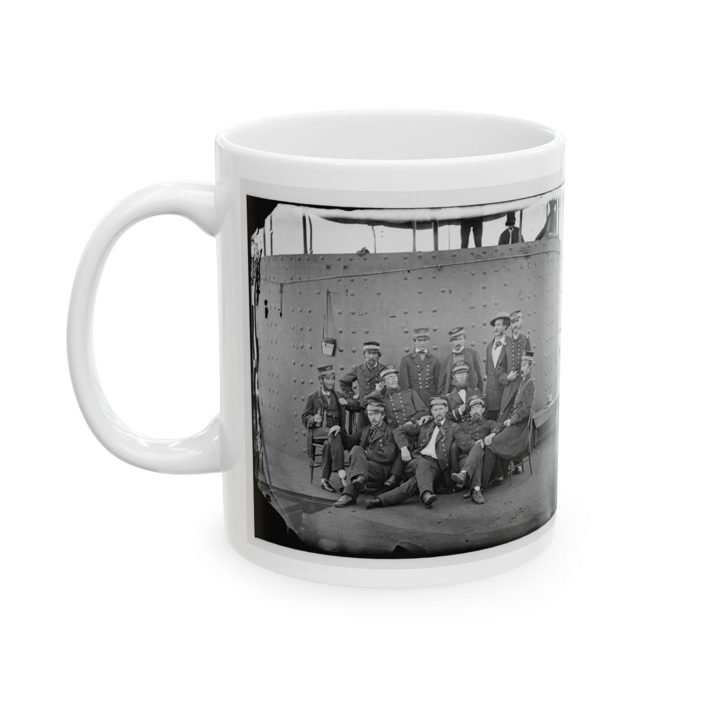 James River, Va. Officers Of The U.S.S. Monitor Grouped By The Turret (U.S. Civil War) White Coffee Mug