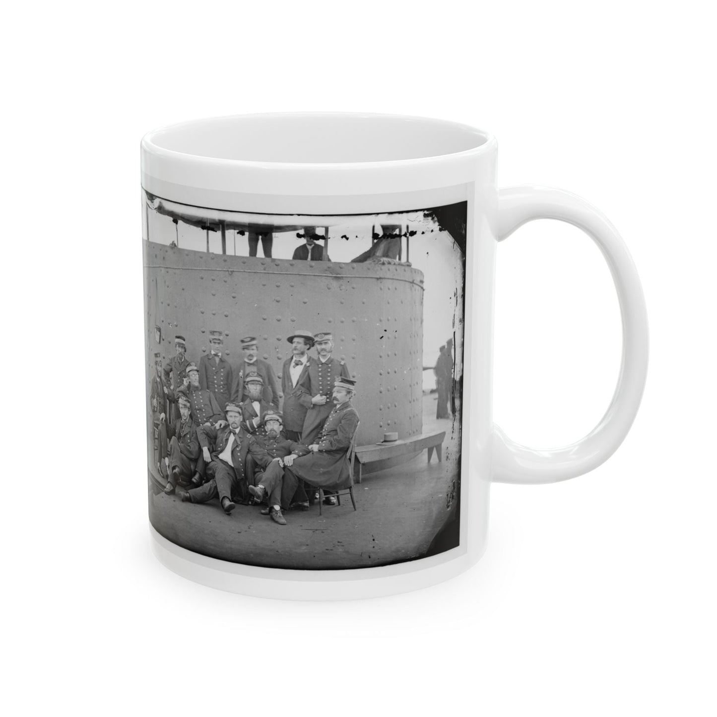 James River, Va. Officers Of The U.S.S. Monitor Grouped By The Turret (U.S. Civil War) White Coffee Mug